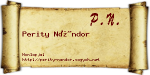 Perity Nándor névjegykártya